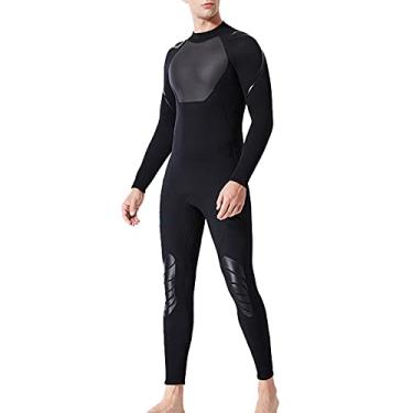 Imagem de Maiô de mergulho, maiô de surf de gancho de alta adesão manga longa fácil de ajustar para esportes aquáticos de natação para entretenimento local para desafios extremos(Homens negros, M)