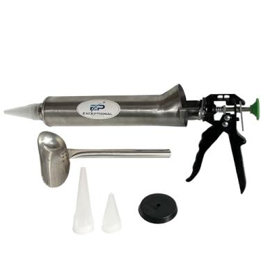 Imagem de EP EXCEPTIONAL PRODUCTS Ep47 Mortar Pointing Grouting Dispenser Grande Capacidade De 26Oz Gatilho 12:1 Uso Para Tijolo, Pedra, Cimento, Argamassa Ou Rejunte Inclui (2) Pontas, Colher De Enchimento E
