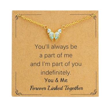 Imagem de SOPIFY Colar feminino com pedra do mês de nascimento de borboleta, dourado, delicado para mãe, filha, irmã, avó, neta, amigas, melhores presentes de pedra do mês de nascimento, Adjustable, Cobre, Sem