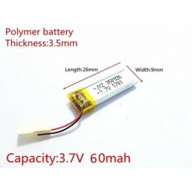Imagem de Bateria 3.7v 60mah 3,5mm X09 Mm X 26mm 2 Fios 350926 - bgb