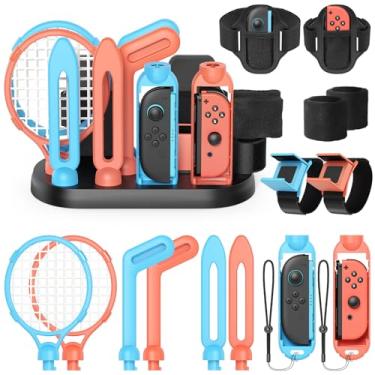 Imagem de "[For Switch 2/1] Sports Accessories Bundlefor Nintendo Switch 2 (2025)/Switch 1 with Organizer Station,Family Party Sports Kit, Golf/Tennis/Dance/Sword/Soccer for Joycon 2 & All-in-One Storage Stand"