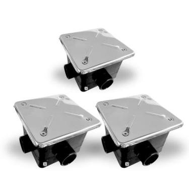 Imagem de kit com 3 Caixas de Passagem em Abs com Tampa Inox Marol