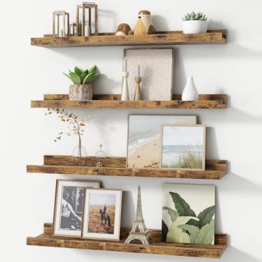 Imagem de FLYJOE Prateleira Para Prateleiras De Fotos, Conjunto De 4 Prateleiras Flutuantes, 24 Polegadas De Comprimento, Grandes Prateleiras Para Livros De Berçário Para Armazenamento De Brinquedos, Estante