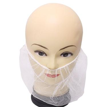 Imagem de 100 peças de nylon descartável colmeia real barba protetor de redes, sem látex, Branco