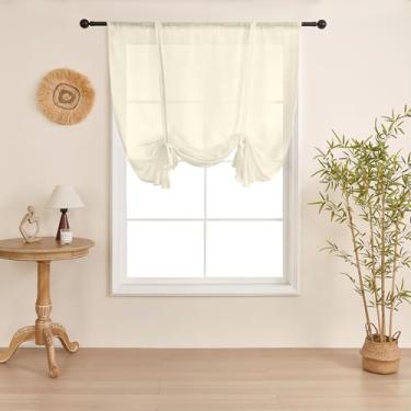 Imagem de SIMPVALE 1 cortina romana para persianas, 80 x 120 cm creme, cortinas transparentes internas com bolso para haste, cortina de voile translúcida para sala de estar, quarto, varanda, cozinha, banheiro