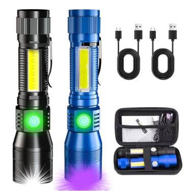 Imagem de Vnina Lanternas recarregáveis UV táticas, 1000 lúmens altos 3 em 1 LED luz preta, base magnética/luz lateral/zoom, luz de bolso brilhante com caixa para detecção de manchas azul/preto