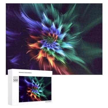 Imagem de Quebra-cabeça 500 peças personalizado abstrato flor quebra-cabeça para adultos quebra-cabeça de madeira quebra-cabeça desafiador com saco de armazenamento quebra-cabeça reunião familiar para presente