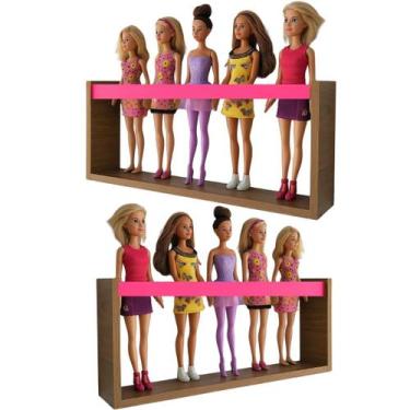 Imagem de 2 Prateleiras para Bonecas Barbie Bonecos Heróis Nicho Expositor Decor