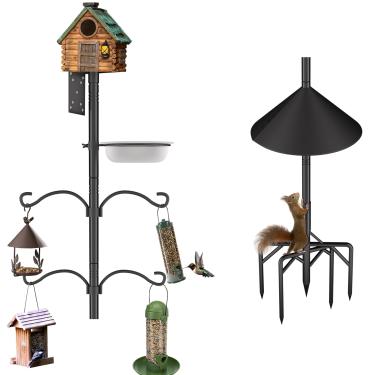 Imagem de Suporte para alimentador de pássaros, poste doméstico de 95 polegadas para estação meteorológica ao ar livre, kit de montagem de metal resistente, suporte de alimentador de pássaros multifuncional
