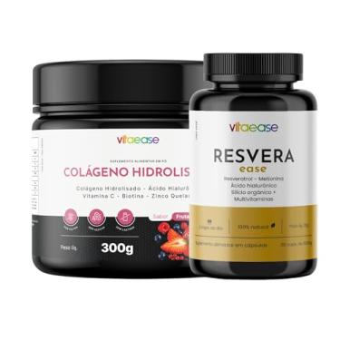 Imagem de Colágeno Hidrolisado Transresveratrol | Pele Cabelo Unhas Anti Idade | Ácido Hialurônico, Vitamina C Biotina - Vitaease (300g, Frutas Vermelhas)
