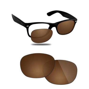 Imagem de Fiskr Lentes polarizadas de substituição compatíveis com óculos de sol RayBan Wayfarer RB2132 55 mm, resistente a impactos e ajuste perfeito - marrom âmbar