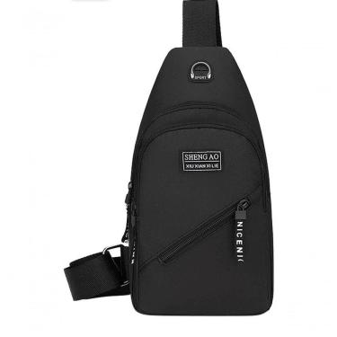 Imagem de Bolsa Mochila Impermeável Transversal Crossbody Pochete De Peito Portátil Alça única Ajustável Preto