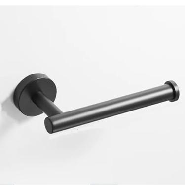 Imagem de Kit de banheiro preto - Suporte para toalhas individuais - Aço inoxidável, suporte para papel