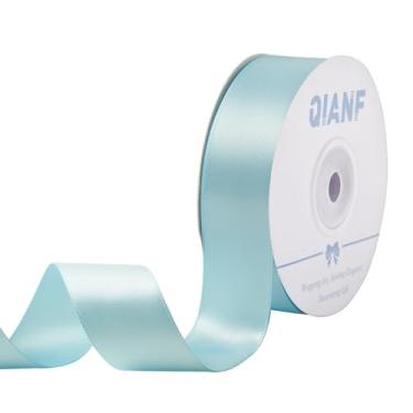Imagem de QIANF Fita de cetim de 2,5 cm de largura, fita azul celeste, para embrulhar o cabelo, cadeira, faixa, dia dos namorados, casamento, festa de aniversário, convites, decorações florais artesanais, 25