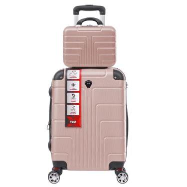 Imagem de Kit Mala De Viagem Bordo 10kg ANAC Frasqueira Média Tripx, Rose gold