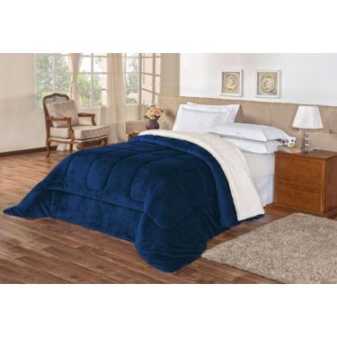 Imagem de Coberdrom Pele De Carneiro Cama Queen Sherpa - Azul Marinho - Harumi E