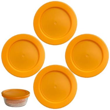 Imagem de Klare Ware 4 xícaras/tampas de substituição laranja de 950 ml para Pyrex 7201-PC, âncora e tigelas de armazenamento KlareWare *Apenas tampas - Recipiente de vidro não incluído* (pacote com 4, laranja)