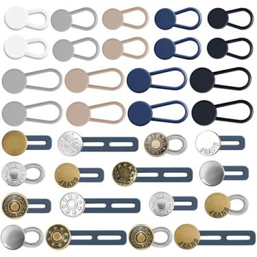 Imagem de 36 peças de extensores de botão para jeans, extensor de cintura de botão de calças, extensores de cintura elásticos ajustáveis flexíveis para calças para mulheres e homens, conjunto de extensores