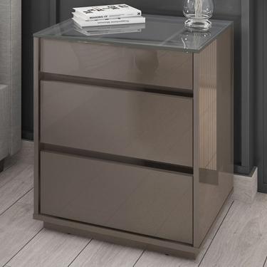 Imagem de Mesa de Cabeceira Anchieta 3 Gavetas Cinza Perola - Pnr Móveis