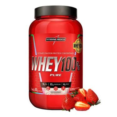 Imagem de Whey Protein Concentrado 100% Pure Integral Médica sabor Morango Pote 