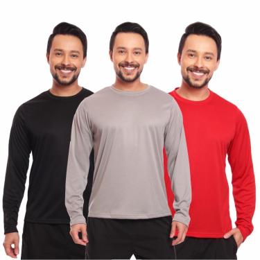 Imagem de Kit 3 Camisas Segunda Pele Proteção Solar Uv Térmica Corrida Bike-Masculino