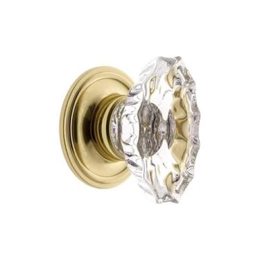 Imagem de Grandeur Puxador de armário de cristal Biarritz de 3,5 cm com roseta Georgetown em latão polido