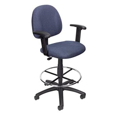 Imagem de Boss Office Products Cadeira de desenho ergonômica com braços ajustáveis em azul