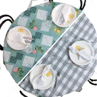 Imagem de Toalha De Mesa Plástica Dupla Face Impermeável Redonda 4 Lugares Lulilu Confecção