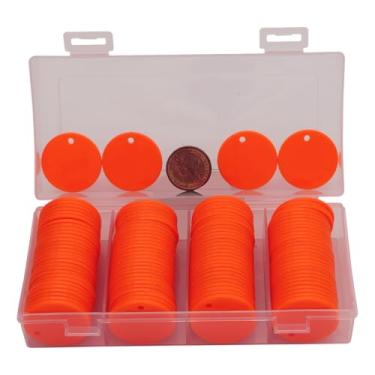 Imagem de HAKITAROOM 35 mm com furos, 120 peças por caixa de fichas de pôquer de plástico - Perfeito para atividades de bar, jogos de ensino e acessórios personalizáveis com texto. (Laranja, 35 mm/1,37