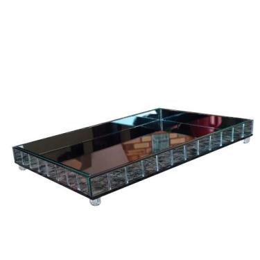 Imagem de Bandeja Quadrada Decorativa Espelhada Vidro Grande Cozinha Sala Retang