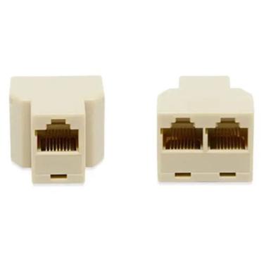 Imagem de Adaptador RJ45 1x2 Fêmea Rede Internet – Kit 10 Peças