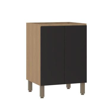 Imagem de Balcão De Cozinha 60cm 2 Portas Sem Tampo Slim Luciane Móvei Freijó/preto