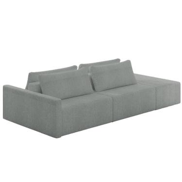 Imagem de Sofá Ilha Modular Com Puff Para Sala Living 252cm Georgia Z08 Boucle Cinza Claro - Mpozenato