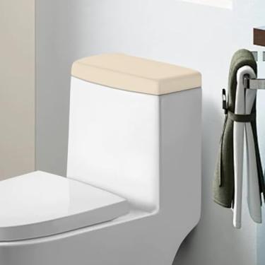 Imagem de Uorisanigo Capa de tanque de vaso sanitário marfim apenas tampa de vaso sanitário simples capa de vaso sanitário para decoração de banheiro acessórios de proteção poliéster elástico ajuste diferentes