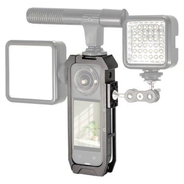 Imagem de Gaiola de liga de alumínio para câmera de ação 360° para Insta360 X5, suportes embutidos para sapata fria e rosca de 1/4 para acessórios Insta360 X5