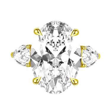 Imagem de fook doll Certificado IGI 1-10 quilates 14K branco/amarelo/ouro rosa corte oval anel de noivado diamante crescido em laboratório anel de noivado (cor D-E Clarity VS-VVS), Ouro, Diamante