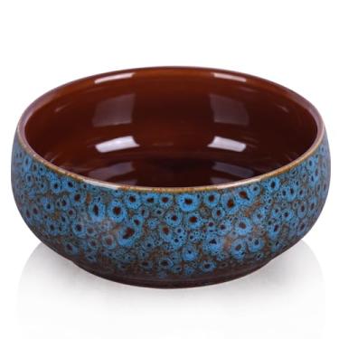 Imagem de XIYOUQI Tigela decorativa de cerâmica azul, tigela para chave para mesa de entrada, pratos de doces, tigela de salada, tigela de frutas para balcão de cozinha, travessa de joias pequenas para quarto