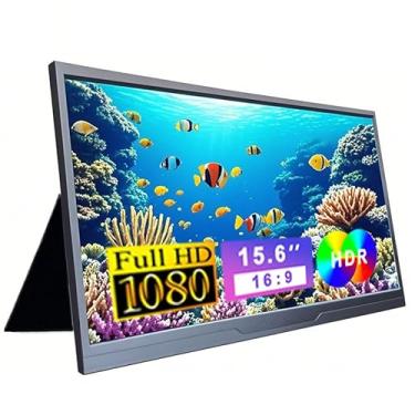 Imagem de Monitor Portátil 15,6'' FHD 1080P IPS Extensor De Tela Ultra com Alto-falantes e Suporte Conectividade USB Tipo C HDMI para Laptop Notebook PC Celular Trabalho Jogos