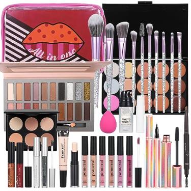Imagem de Kit de maquiagem para viagem, kit completo de maquiagem para mulheres, kit de maquiagem para meninas de 8 a 12 anos, conjunto de maquiagem para adolescentes e meninas, kit de maquiagem para iniciantes