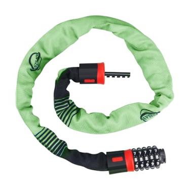 Imagem de SISAV Cadeado de corrente de bicicleta resistente de 8 m com combinação de 5 dígitos, corrente resistente a cortes de 6 mm para bicicleta, Ebike, motocicleta, scooter, porta e cerca (verde)
