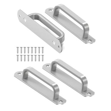 Imagem de Anobeyi Maçaneta deslizante de porta de celeiro de 14 cm - Puxadores de armário de ferragens de alumínio para gaveta, armário, chuveiro/vidro/galpão/cozinha/portas de portão de garagem com parafusos