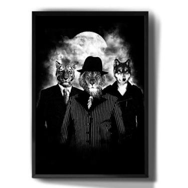 Imagem de Quadro Decorativo Leão Tigre Lobo De Terno Animais - Tribos