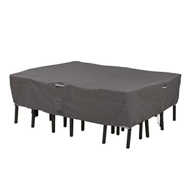 Imagem de Classic Accessories Capa para mesa e cadeira Ravenna resistente à água, 321 cm, retangular / oval para pátio, capa para mesa externa