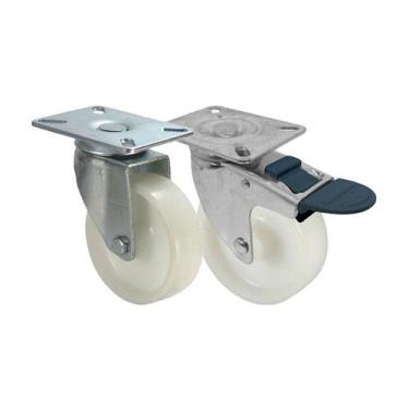 Imagem de Kit 2 un roda rodízio giratório freio trava nylon 3 pol 75mm - AJAX