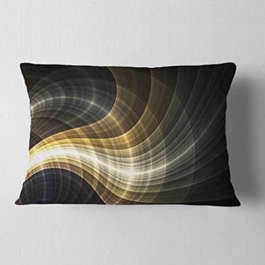 Imagem de Designart Arte amarela fractal clara abstrata sala de estar, sofá, enchimento de almofada + capa de almofada impressa em ambos os lados 30,5 x 50,8 cm