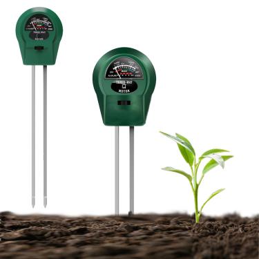 Imagem de Quanmin Kit de teste de solo 3 em 1 de 2 peças, sem necessidade de bateria com testador digital de luz de pH de umidade para jardim, gramado, fazenda, plantas internas e externas, plantas domésticas