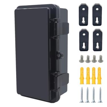 Imagem de Otdorpatio Caixa de junção, capa preta articulada IP67 à prova d'água ABS caixa de projeto com placa de montagem caixa elétrica com suporte de parede 7,9 x 3,9 x 2,8 polegadas (200 x 100 x 70 mm)