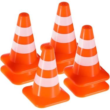 Imagem de Angoily 14 Peças Mini Cones de Trânsito Pequenos Simuladores de Placas de Estacionamento de Estrada Brinquedo de Bloqueio de Trânsito de Plástico para Crianças Tema de Construção Festa Laranja