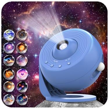 Imagem de Projetor Galaxy para quarto versão Pro, projetor de estrela de disco de filme atualizado para crianças 12 em 1, projetor de planetário, botão ajustável de imagem HD, rotação de 360°, temporizador de 1