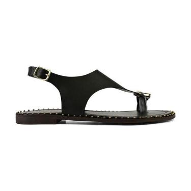 Imagem de Sandália Rasteira Feminina Rasteirinha Confortável enfeite Dourado Ane